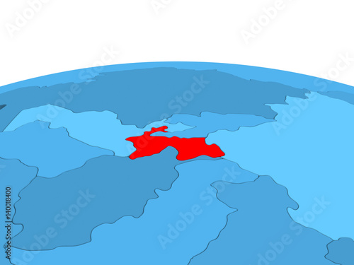 Tajikistan on blue globe