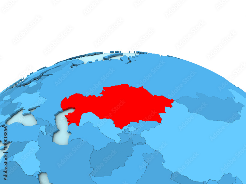 Kazakhstan on blue globe