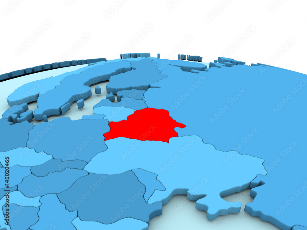 Belarus on blue globe