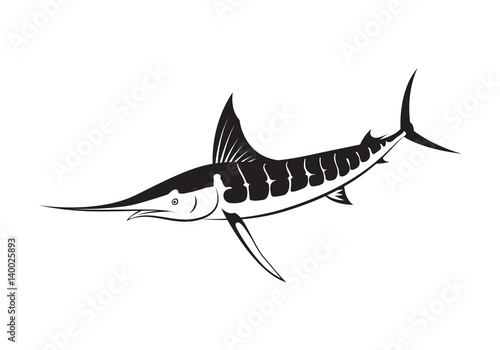 graphic marlin fish, vector
