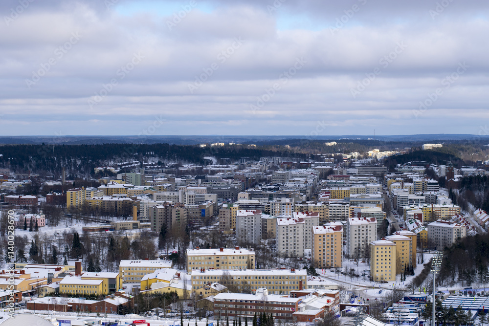 An aerial view of Lahti, Finland.