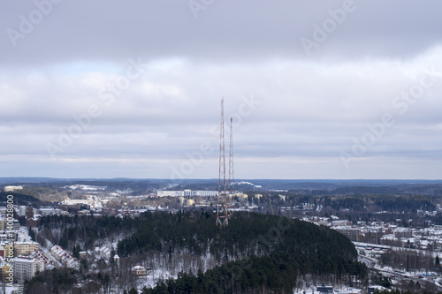 Fotografie Aerial view of the radio masts in Lahti, Finland.