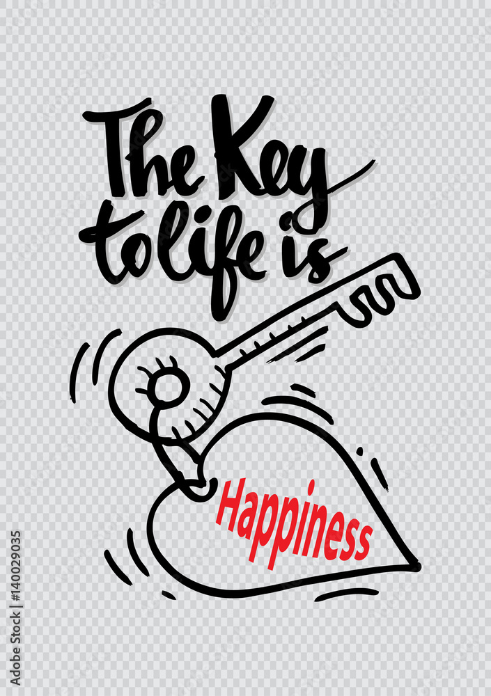 The key to life is happiness. Quotes motivation. Stock-Illustration ...