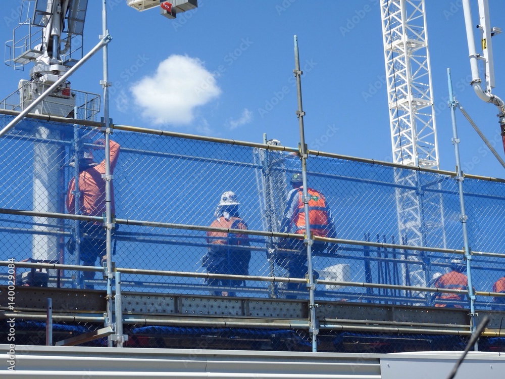 Naklejka premium Construction workers working