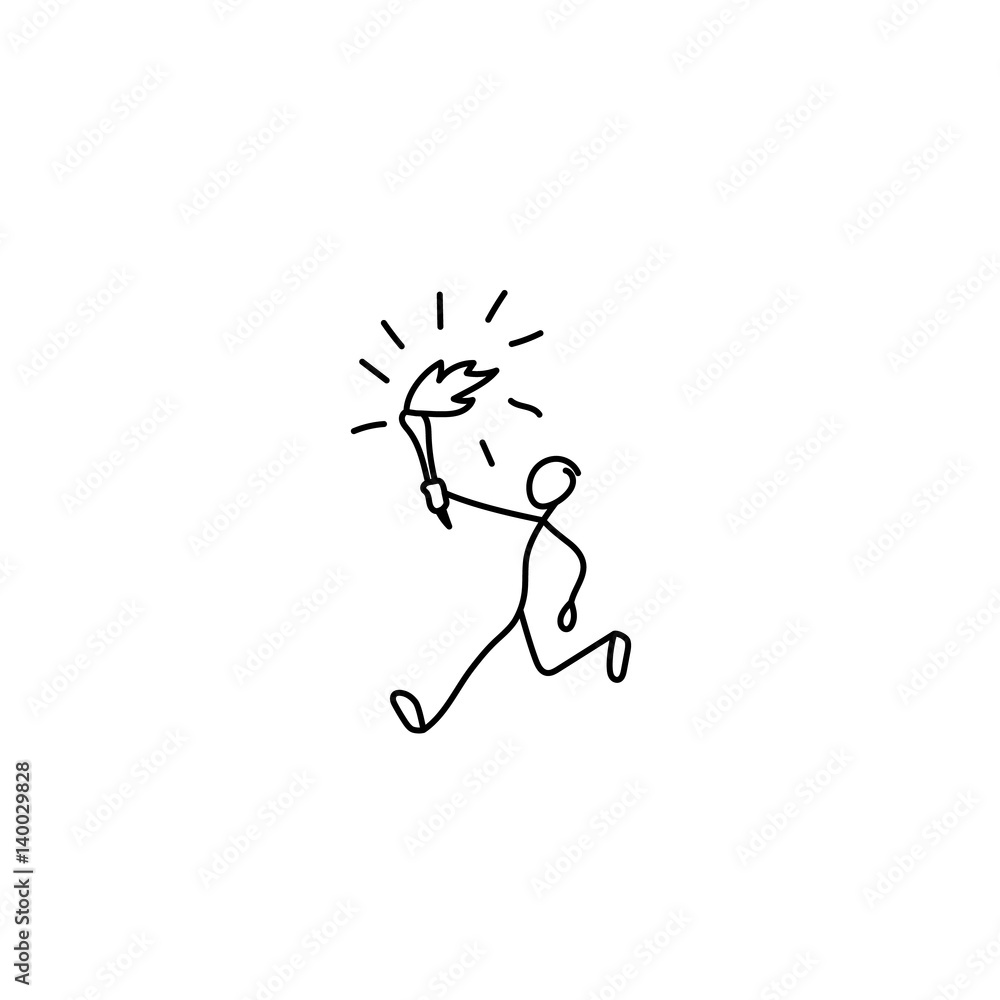 Fototapeta premium Stick figure torch bearer icon
