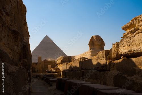 Great Sphinx Walkway Khafre Egyptian Pyramid in Giza, Egypt