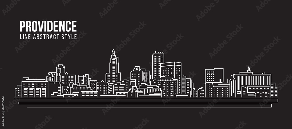 Fototapeta Cityscape Building Line art Projekt ilustracji wektorowych - Providence miasta