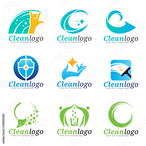 Clean and Housekeeping service logo vector set design