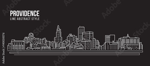 Fototapeta Cityscape Building Line art Projekt ilustracji wektorowych - Providence miasta