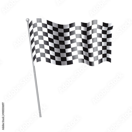 Rippled black and white crossed Checkered Flag