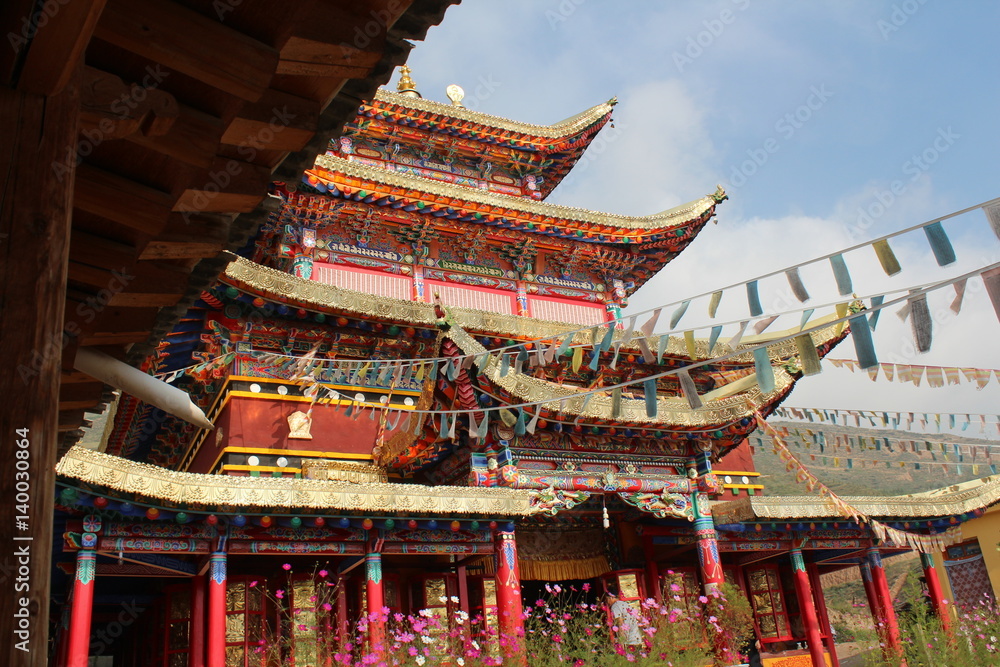 Amdo Tibet Tibetan Rebgong Rongwo Monastery Shrine Temple Buddhist Buddhism Buddha China Qinghai Tongren Holy Destination Kora Circumambulation Gold Roof Colorful Rainbow Painted Prayer Flags Flag Amdo Tibet Tibetan Rebgong Rongwo Monastery Shrine Temple Buddhist Buddhism Buddha China Qinghai Tongren Holy Destination Kora Circumambulation Gold Roof Colorful Rainbow Painted Prayer Flags Flag