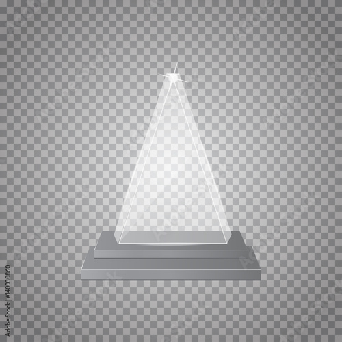 Empty glass trophy awards on  transparent background