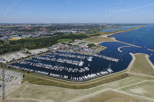 Aerial view of Koege marina, Denmark photo