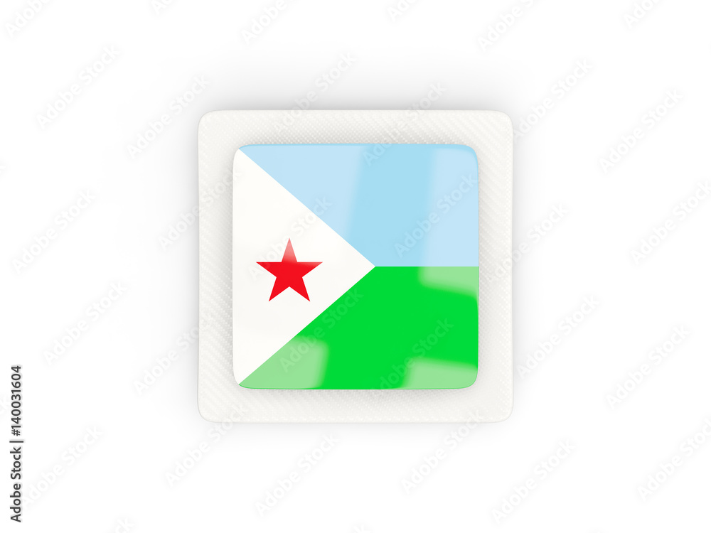 Square carbon icon with flag of djibouti Square carbon icon with flag of djibouti