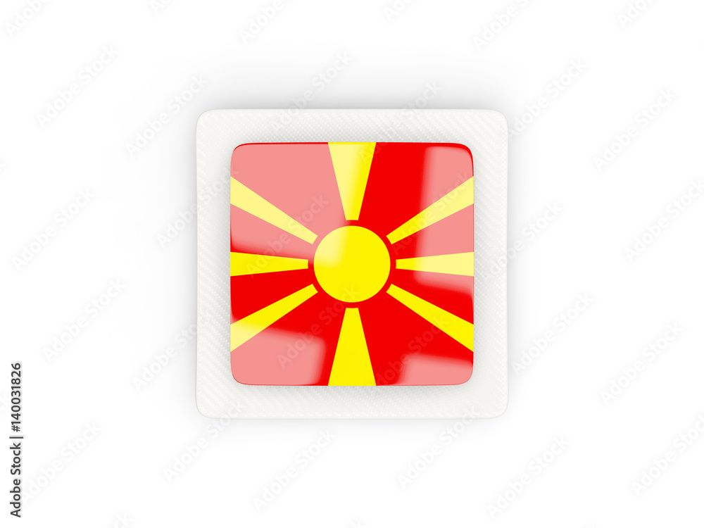Square carbon icon with flag of macedonia Square carbon icon with flag of macedonia