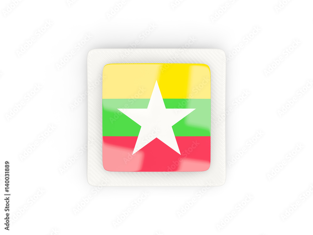 Square carbon icon with flag of myanmar Square carbon icon with flag of myanmar