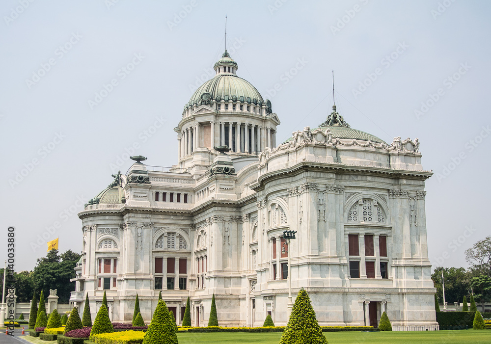 The Ananta Samakhom Throne Hall. European style building. The only marble statue in Bangkok Thailand which is constructed of white marble from Italy.