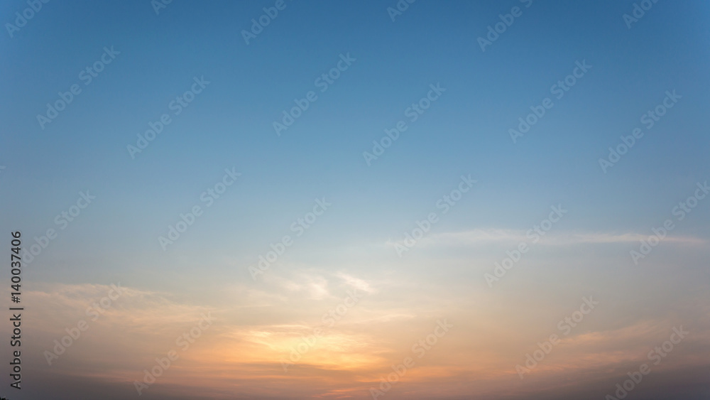 Colorful dramatic sky with cloud at sunset.Sky with sun background. - obrazy, fototapety, plakaty 