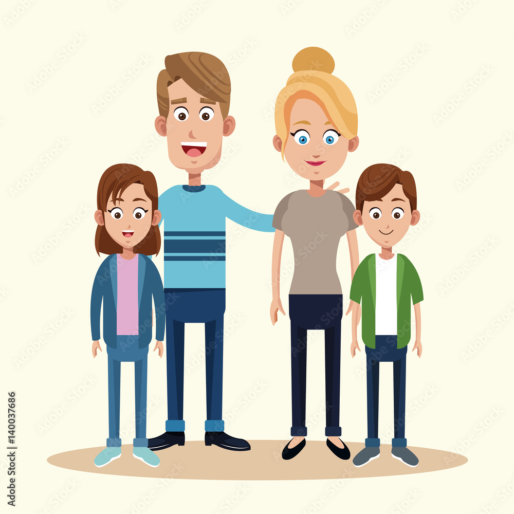parents with son daughter together vector illustration eps 10 parents with son daughter together vector illustration eps 10