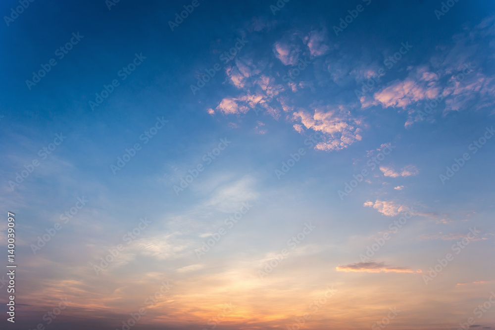 Colorful dramatic sky with cloud at sunset.Sky with sun background. Colorful dramatic sky with cloud at sunset.Sky with sun background.