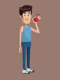 sportman with fruit apple vector illustration eps 10