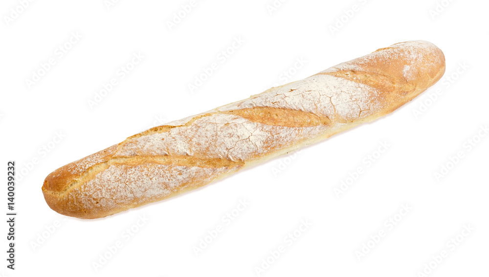 Baguette closeup on a light background