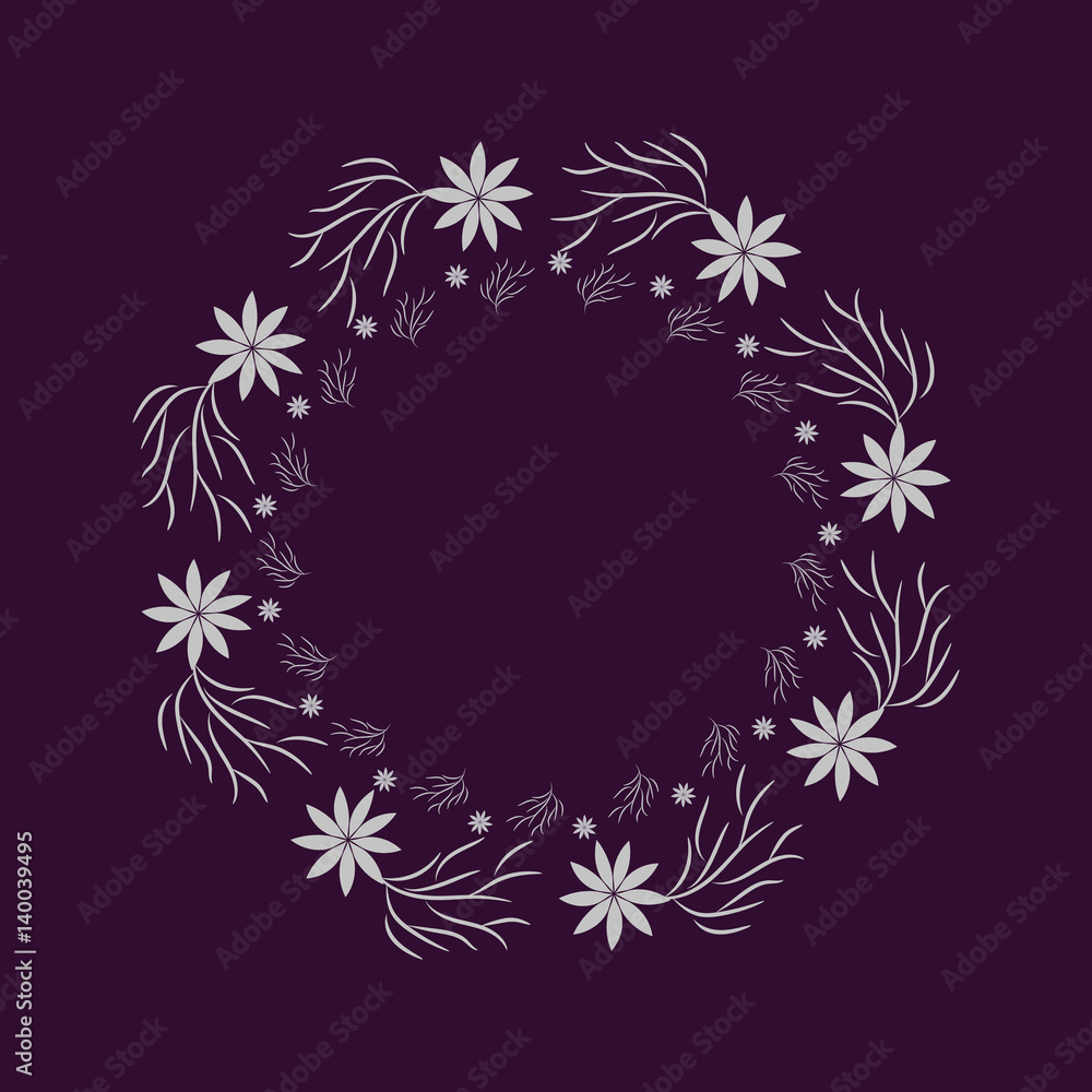 Cute round frame with chamomile flowers and leaves can be used for greeting cards, baby shower cards, invitations, covers and more designs.