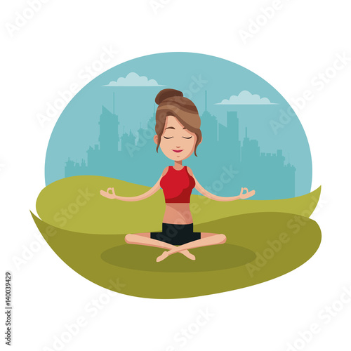 woman yoga lotus urban background vector illustration eps 10