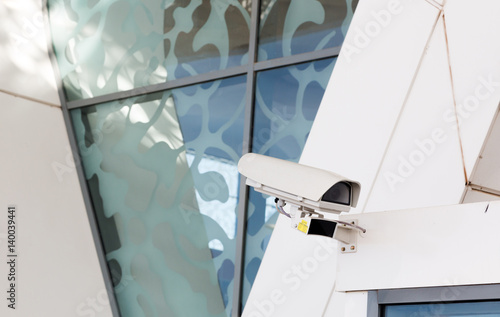 CCTV security came connected to top of airport entrance in Marrakesh