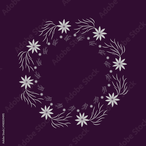 Cute round frame with chamomile flowers and leaves can be used for greeting cards  baby shower cards  invitations  covers and more designs.