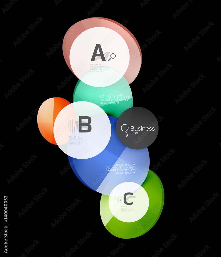 Glass color circles - infographic elements on black Glass color circles - infographic elements on black