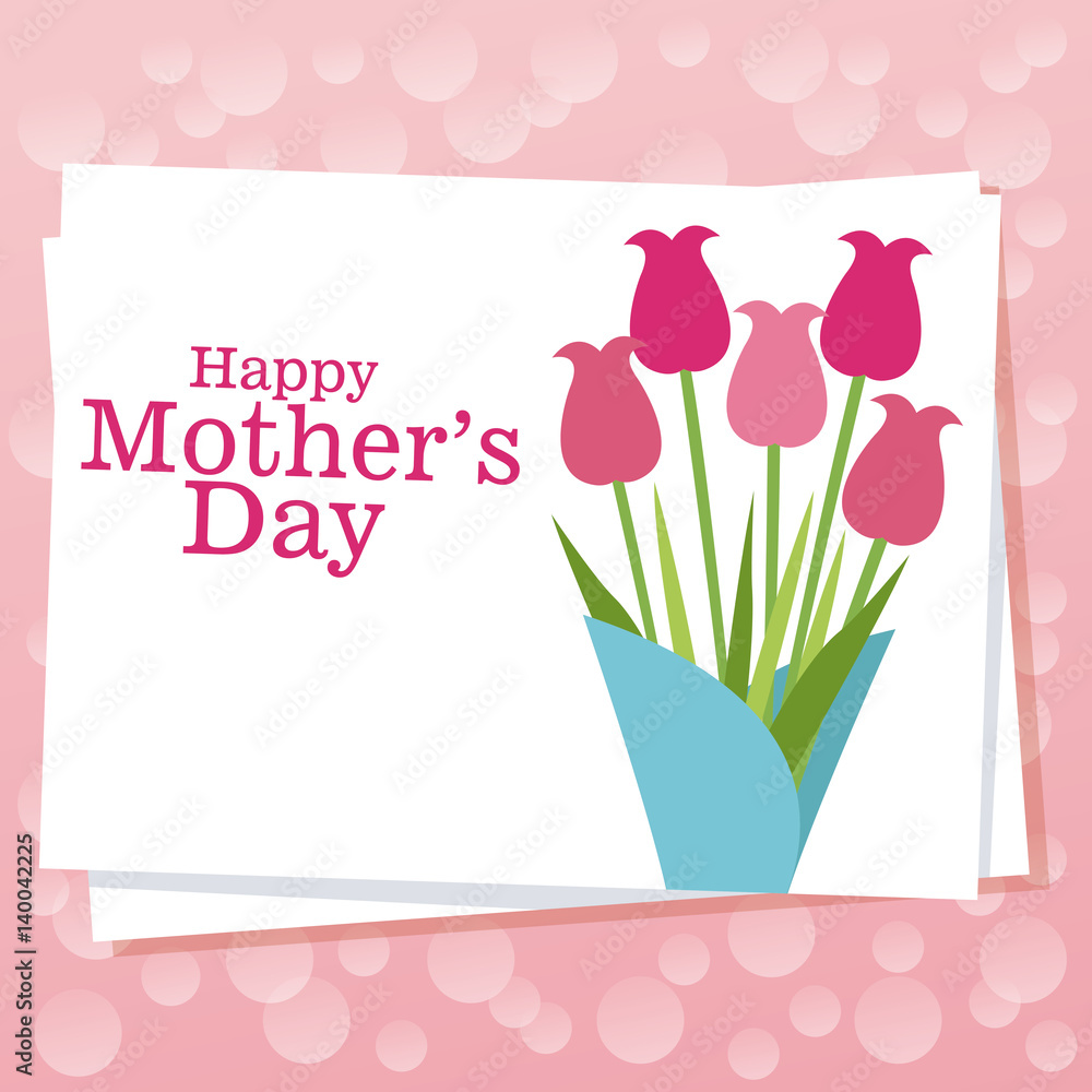 happy mothers day card with bouquet flowers vector illustration eps 10