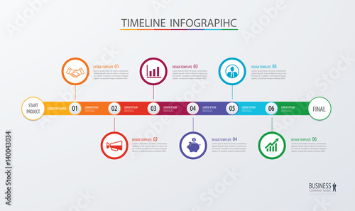 Infographic timeline template business concept.Vector can be used for workflow layout, diagram, number step up options, web design ,annual report photo
