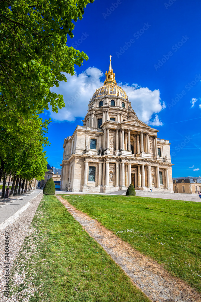 Paris with Les Invalides during spring time, famous landmark in France