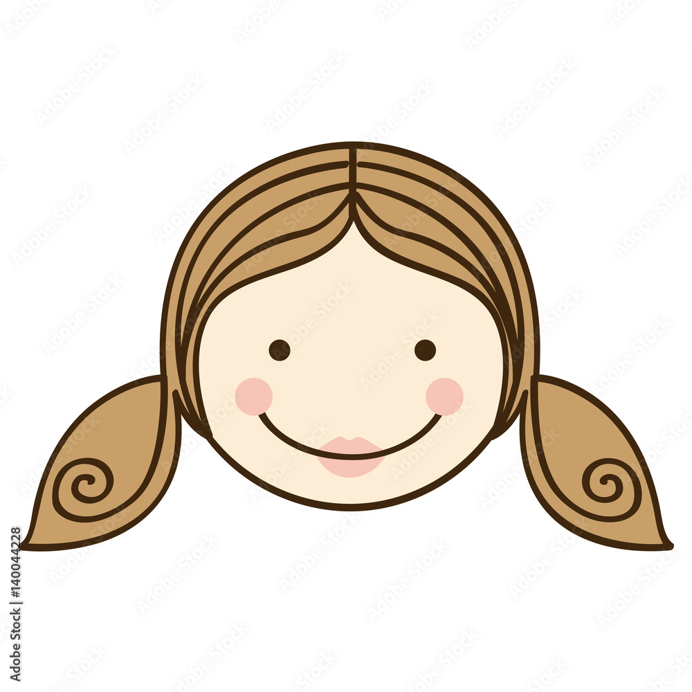 front view colorful silhouette cartoon girl daugther face vector illustration front view colorful silhouette cartoon girl daugther face vector illustration