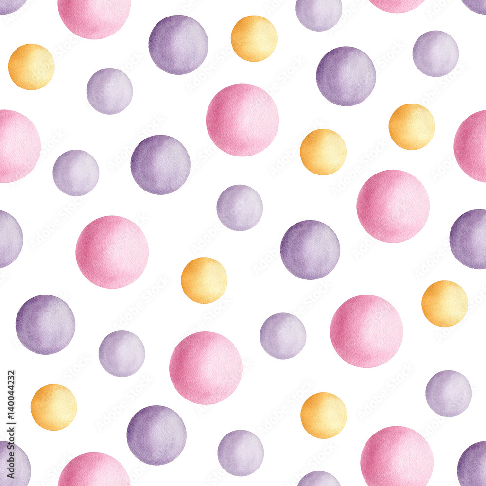 Seamless abstract pattern with watercolor circles