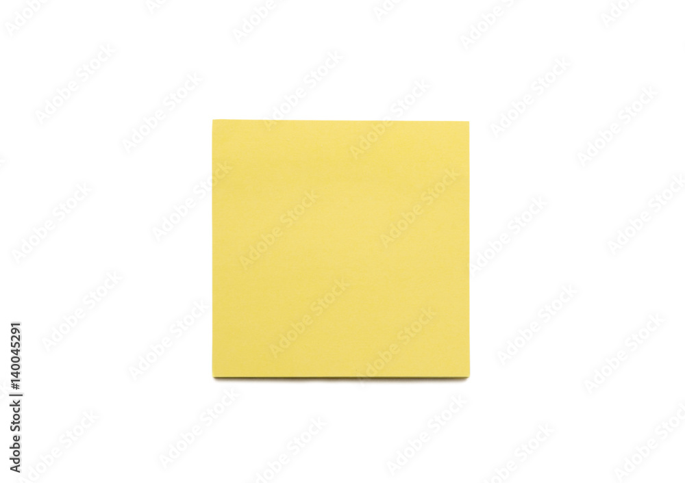 close up of a yellow note paper on white background close up of a yellow note paper on white background