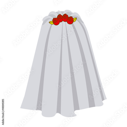 Photo colorful silhouette costume veil bride with roses vector illustration