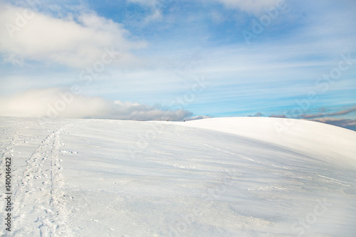 Beautiful weather and visibility in the Carpathian Mountains, Borzhavsky Range, Gimba Mountain