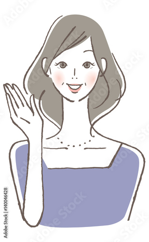 案内する女性　中年