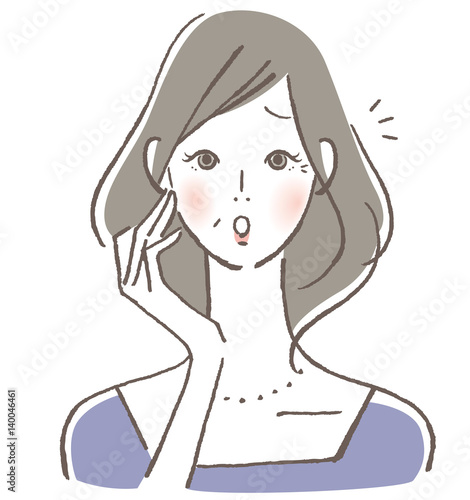 悩む女性　中年