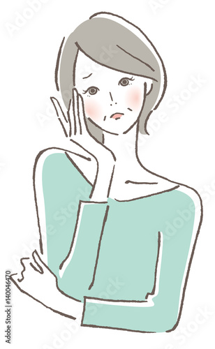 悩む女性　中年