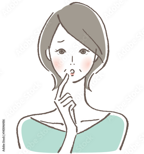 悩む女性　中年