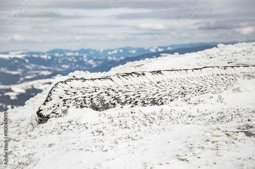 Beautiful weather and visibility in the Carpathian Mountains, Borzhavsky Range, Gimba Mountain