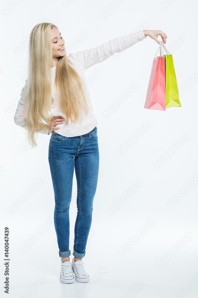 Woman with shopping bags Woman with shopping bags