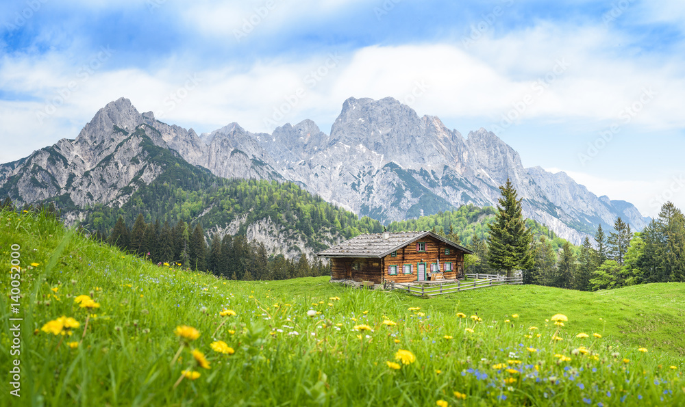 Fototapeta premium Traditional austrian alpine cabin, Salzburger Land, Austria