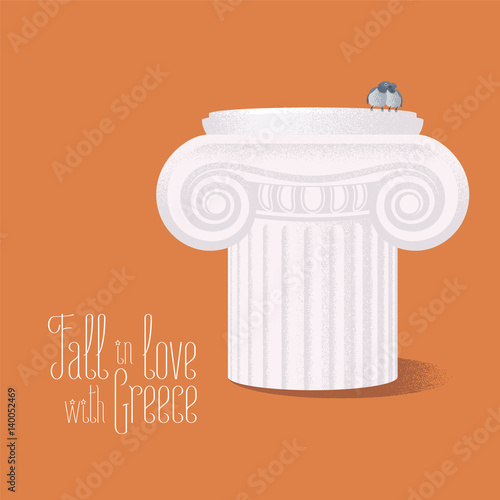 Travel to Greece vector illustration with archeological element - ancient Greek column