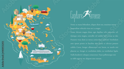 Fotografia, Obraz Map of Greece template vector illustration