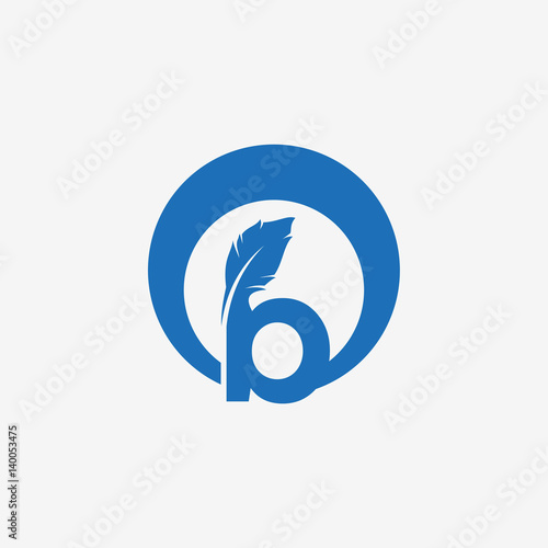 quill with b letter logo design