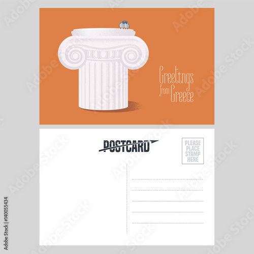 Postcard from Greece vector illustration with archeological element
